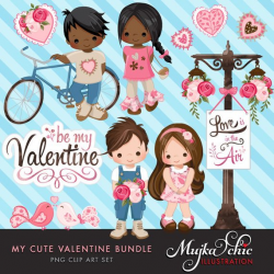 Valentine Clipart and Invitation Bundle with Cute Characters ...