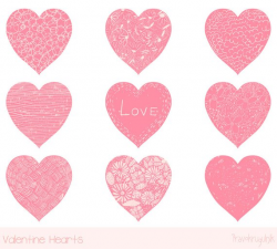 Valentine heart clip art, Pink heart clipart, Hand drawn ...