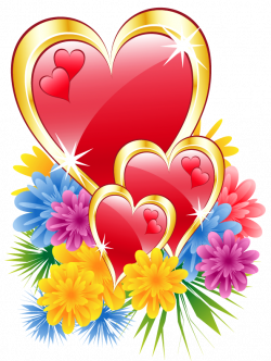 Valentine Hearts with Flowers PNG Clipart Picture | Gallery ...