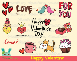 Valentine Clipart - Love Clipart - Happy Valentine - Hand Drawn - Instant  Download - Printable Planner Sticker - Valentine Planner Stickers