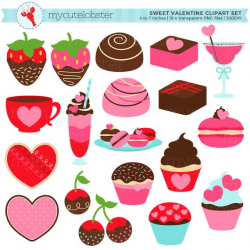 Sweet Valentine Clipart Set - cookies, strawberries ...