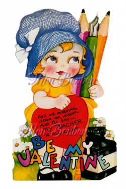 Vintage Teacher Valentine Clip Art Image PnG and JpG by ...