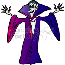 scary Halloween vampire with purple and blue robe on clipart. Royalty-free  clipart # 144734