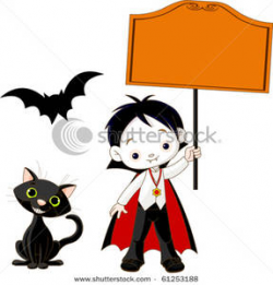 Royalty Free Clipart Image: A Vampire Boy Holding Up a Sign ...