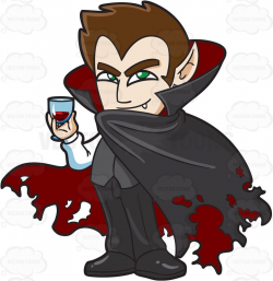 A shy vampire drinking a glass of blood #cartoon #clipart ...