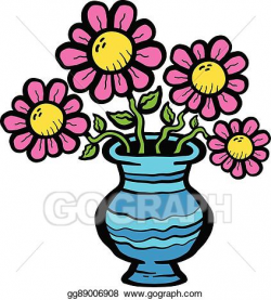 Vector Stock - Cartoon flowers in vase. Clipart Illustration ...