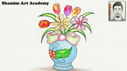 How to draw Beautiful Flower Vase step by step (very easy)