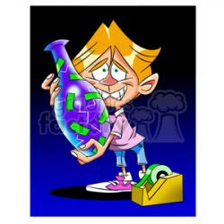 kid trying to fix a broken vase with tape clipart. Royalty-free clipart #  395228