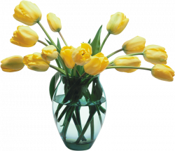 Glass Vase with Yellow Tulips | Gallery Yopriceville - High-Quality ...