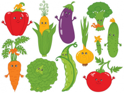 Vegetables Clipart - Digital Vector Tomato, Carrot, Pepper, Cabbage ...