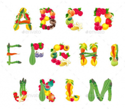 Alphabet Composed by Fruits and Vegetables | Food Vectors ...
