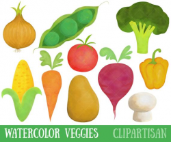 Waterolor Vegetables Clipart | Healthy Food Clip Art | Veggies