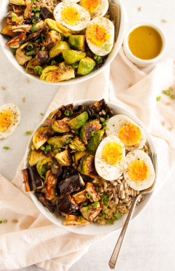 Brussels Sprouts Eggplant Buddha Bowl