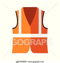 Vector Illustration - Orange safety vest icon, flat style ...