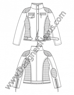 V5 Jacket Flat Sketch: Moto Jacket with Funnel Collar and Quilting ...
