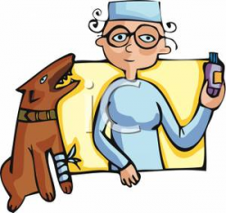 A Vet Giving Medicine To an Injured Dog Clipart Image