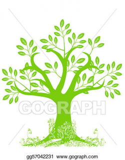 Clipart - Abstract tree silhouette with leaves and vines ...