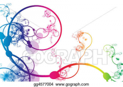 Drawing - Rainbow abstract curving line vines. Clipart ...