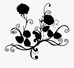 Elegant Drawing Vine - Roses Black And White Clipart #859922 ...