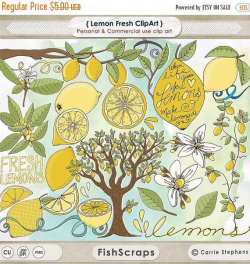 Lemon ClipArt, Spring Lemon Tree Blossom, Hand-Drawn Lemon ...