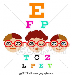 Vector Art - Children testing eyesight. Clipart Drawing ...