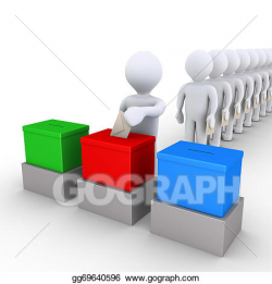 Stock Illustrations - People in line voting among three ...