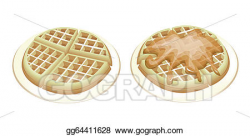 Clip Art Vector - Two tradition round waffles on white ...