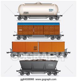 Stock Illustration - Collection of train cargo wagons, tanks ...