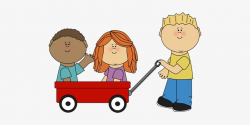 Kids With Wagon Clip Art - Pulling A Wagon Clipart ...
