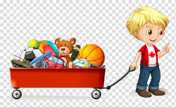 Boy pulling wagon full of toys , illustration Illustration ...