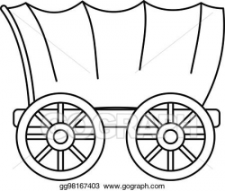 Vector Art - Ancient western covered wagon icon, outline ...