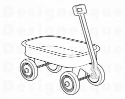 Child's Wagon Outline SVG, Kid's Pull Along Wagon Svg, Children Toy Svg,  Clipart, Files for Cricut, Cut Files For Silhouette, Dxf, Png, Eps