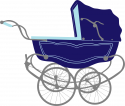Clipart - Vintage Blue Baby Stroller Carriage