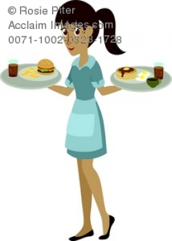 Clipart Illustration of a Waitress Taking an Order