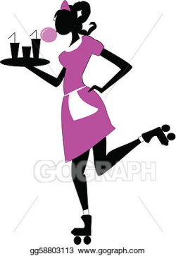 EPS Vector - Carhop waitress. Stock Clipart Illustration ...
