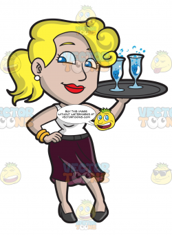 A Charming Cocktail Waitress Serving Bubbly Drinks