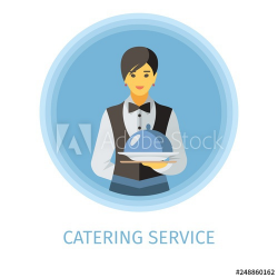 Waitress flat vector character. Catering service ...