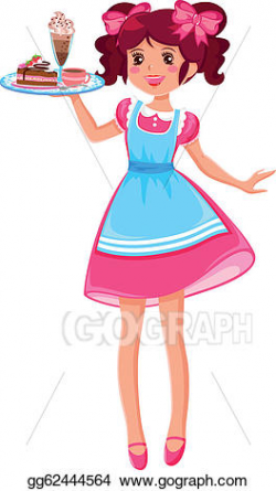 Clip Art Vector - Cute waitress. Stock EPS gg62444564 - GoGraph