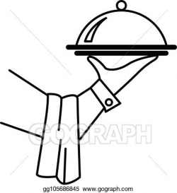 Vector Clipart - Hand of waiter or butler with tray ...