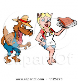 Cartoon Of A Drooling Hillbilly Wolf And Pig Waitress ...