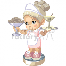 A little waitress serving martinis and cookies clipart. Royalty-free  clipart # 376402