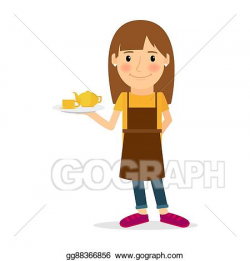 Vector Illustration - Waitress cartoon icon. EPS Clipart ...