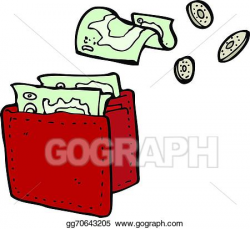EPS Illustration - Cartoon wallet spilling money. Vector ...