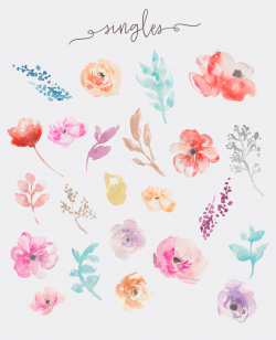 Watercolor Flowers Clip Art By Angie Makes