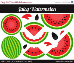 50% OFF - Juicy Watermelon Clipart - Digital Clip Art ...