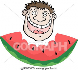 EPS Illustration - Funny face eating watermelon. Vector ...