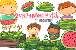 Watermelon Patch Kids Clip Art Set - Cute Kids Watermelon Clip Art - Summer  Time Clip Art - Sandcastle Clipart - Cute Clip Art