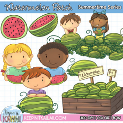 Watermelon Patch Kids Clip Art Mini Set - Summer Clipart - Summertime
