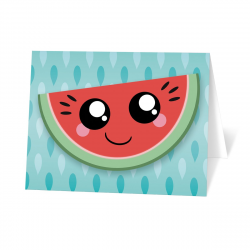Smiling Watermelon Slice - Watermelon Note Cards