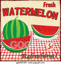 Vector Illustration - Watermelon vintage poster. EPS Clipart ...
